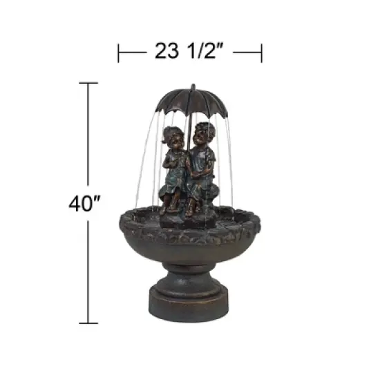 John Timberland Boy and Girl Under Umbrella Modern Outdoor Water Fountain 40" for Yard Garden Patio Home Deck Porch House Exterior Balcony Roof Decor image {7}