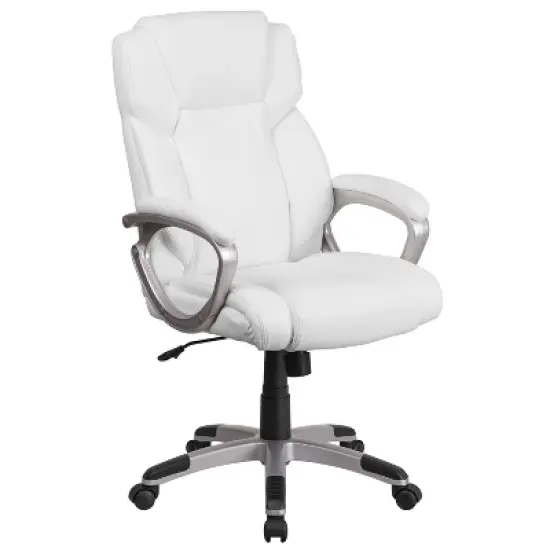 Flash Furniture Mid-Back LeatherSoftSoft Executive Swivel Office Chair with Padded Arms image {10}