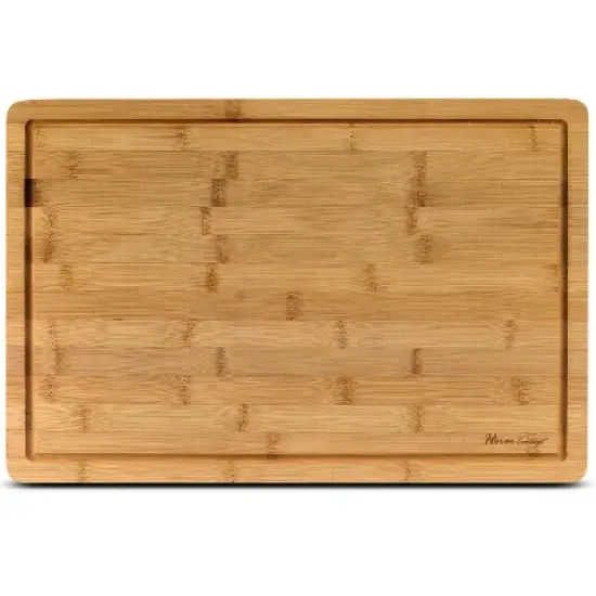 Heim Concept Premium Bamboo Large Cutting Board and Serving Tray Drip Groove image {4}