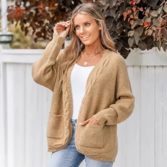 Women's Open-Front Chunky Knit Cardigan - Cupshe image {2}