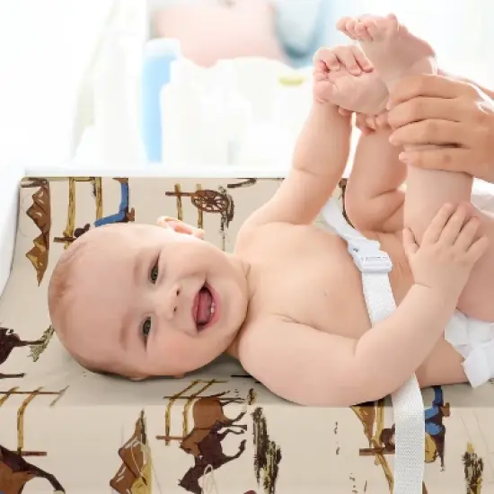 Sweet Jojo Designs Boy Changing Pad Sheet Wild West Cowboy Multicolor image {2}