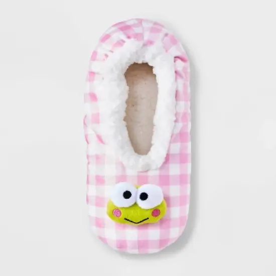 Women's Hello Kitty Keroppi Gingham Plaid Slipper Socks with Grippers image {2}