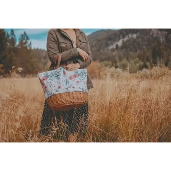 Picnic Time Promenade Floral Pattern Picnic Basket: Wicker & Canvas, Botanical Design, Disney's The Little Mermaid image {9}