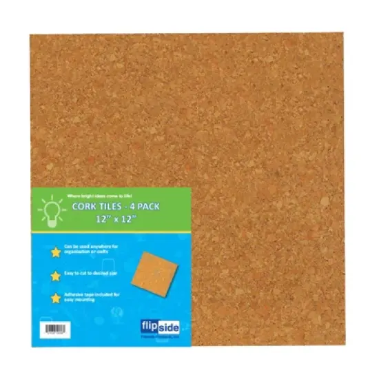Flipside Products Cork Tiles, 12" x 12", Set of 4 image {2}
