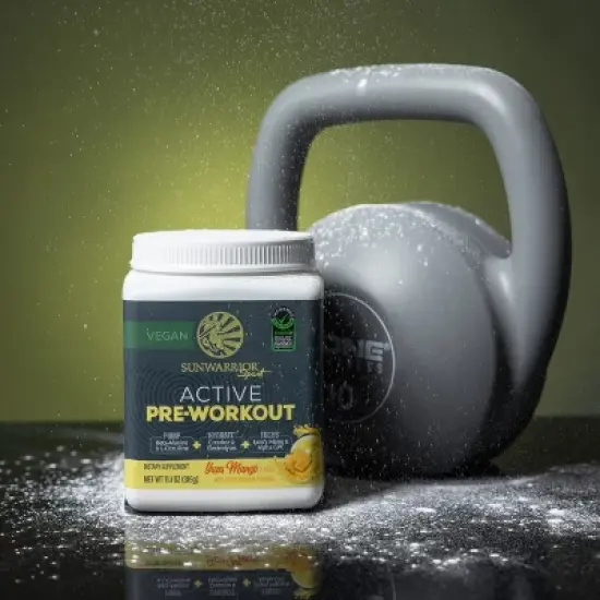 Active Pre-Workout  Stimulant Free Supplement, Promotes Muscle Pump, Hydration, and Unwavering Focus,  Yuzu Mango, Sunwarrior, 30 servings image {1}