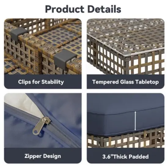 Cesicia 7-Piece Gray Sofa Set, Garden Patio Wicker Sectional Sofa Set with Coffee Table for Backyard, Balcony image {2}