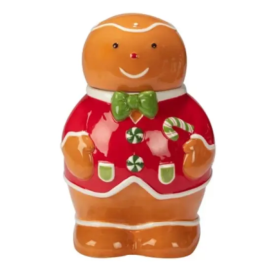 72oz Earthenware Holiday Magic Gingerbread 3-D Cookie Jar - Certified International image {2}