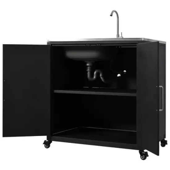 YOOCOZZ  Modular Outdoor Kitchen Sink with Cabinet - Black image {3}
