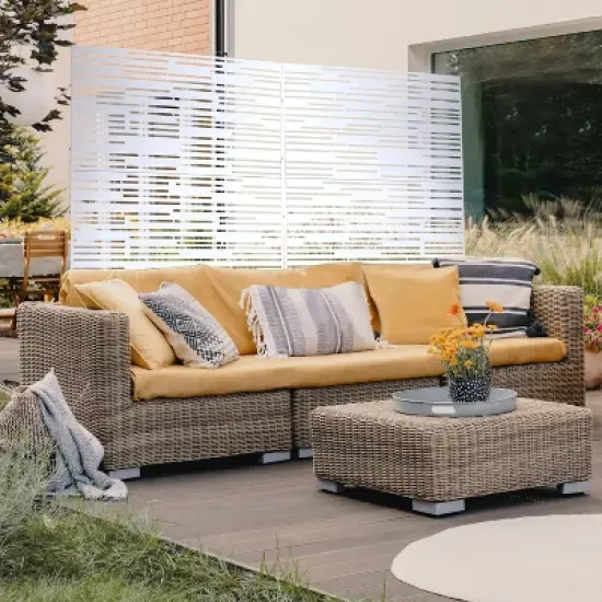 CAVINAS Patio Privacy Screen Freestanding Decorative Metal Fence Panels with Line Pattern for Garden Decor, 76" H&times;48" W image {5}