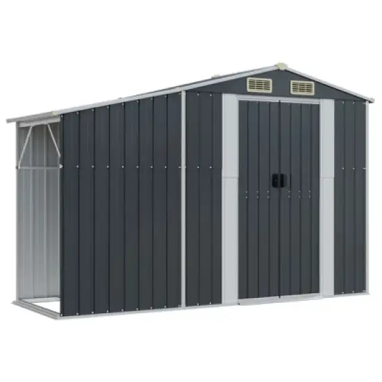 vidaXL Garden Shed in Anthracite - Galvanized Steel Garden Storage with Ample Space, Convenient Design, and Ventilation image {9}