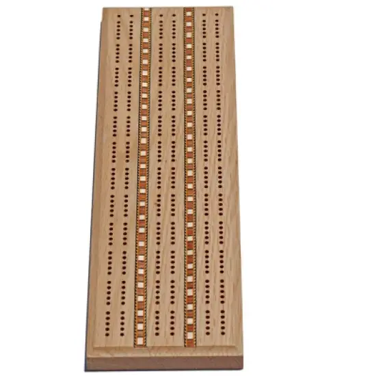 WE Games Classic Cribbage Set - Solid Wood with Inlay Sprint 3 Track Board with Metal Pegs image {8}