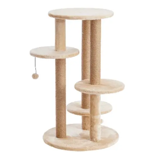 Two by Two Manchester - Beige Scratching Post Cat Furniture - 36.2 in. Tall image {9}