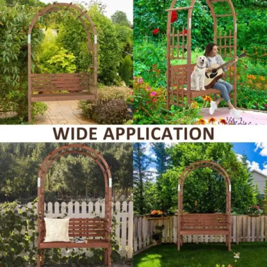 Karl Home 47.6'' W x 18.5'' D Outdoor Solid Wood Arbor with Bench image {4}