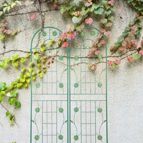 Syemin Patio Decorative Screens, Iron Arch Decoration Garden Trellis, for Outdoor for Climbing Plants Support, Flowerbed, Green, 80"*19.7"*71" image {3}