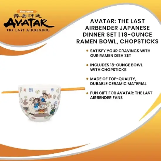 Surreal Entertainment Avatar: The Last Airbender Japanese Dinner Set | 18-Ounce Ramen Bowl, Chopsticks image {6}