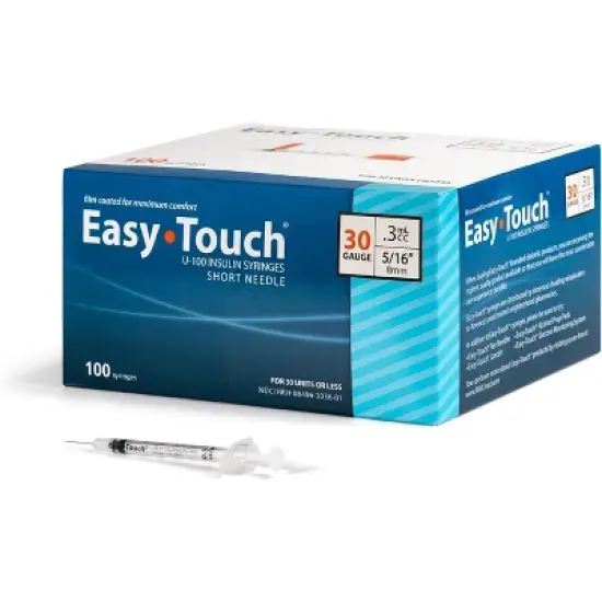 Easy Touch Insulin Syringes Short Needle 30 Gauge 0.3mL 8mm, 100 Ct image {6}