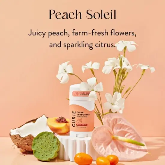 Curie Solid Deodorant Stick Peach Soleil - Aluminum-Free 2oz image {1}