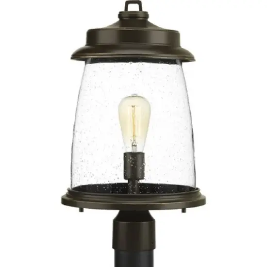 Progress Lighting, Conover, 1-Light, Post Lantern, Antique Bronze, Seeded Glass Shade image {3}