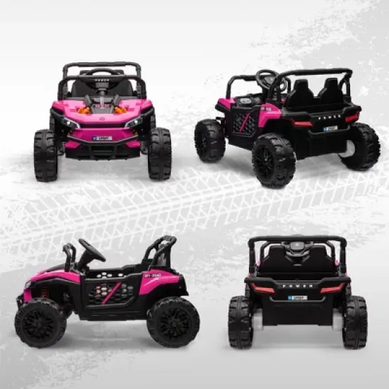 Qaba 12V Ride On Truck, 3.7 MPH Battery Powered Electric Car for Kids w/ Remote Control, 4-Wheel Suspension, Lights, Horn & Music, Pink image {5}