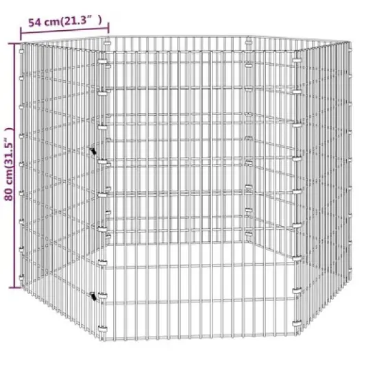 vidaXL Free Range Animal Enclosure - Galvanized Iron 6-Panel Pet Cage 21.3"x31.5" DIY Rabbit Hutch Outdoor Bunny Playpen image {7}