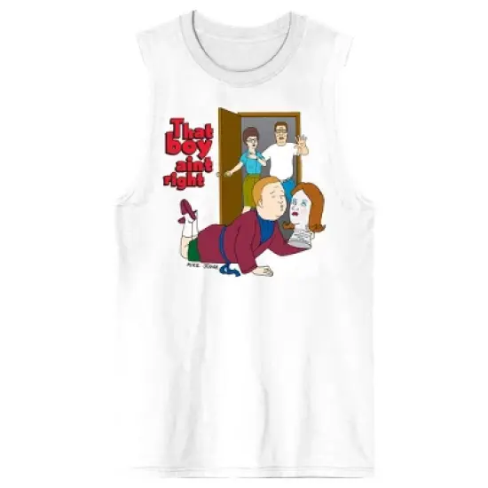 King Of The Hill That Boy Ain't Right Crew Neck Sleeveless White Men's Tank Top image {3}