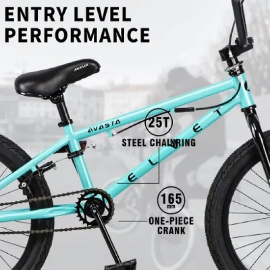 AVASTA 18 Inch Kid Freestyle BMX Bicycle for Beginner Riders with Steel Frame, Single Speed Drivetrain, and Rear Caliper Brakes, Ages 5 to 8, Mint image {4}