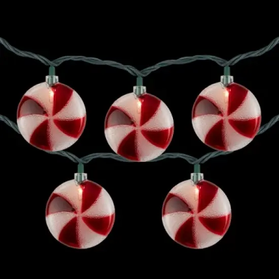 Northlight 10 Count Peppermint Candy Christmas Light Set, 6ft Green Wire image {3}