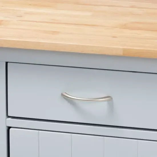 Donnie Wood Kitchen Storage Cart Light Gray/Natural - Baxton Studio image {7}