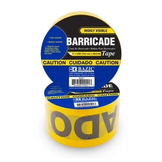 BAZIC Products&reg; CAUTION Barricade Tape, Yellow, 3" x 1000' image {5}