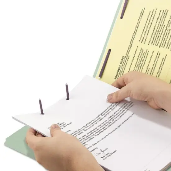 Smead End Tab Pressboard Classification Folders, Two SafeSHIELD Coated Fasteners, 1" Expansion, Letter Size, Gray-Green, 25/Box image {1}