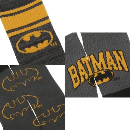 Batman Logo Play Mens Athletic Crew Socks 3 Pack image {3}