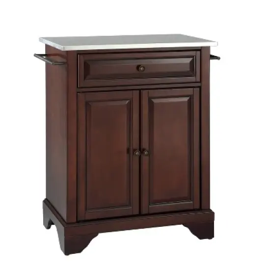 Lafayette Stainless Steel Top Portable Kitchen Island/Cart Mahogany - Crosley image {3}