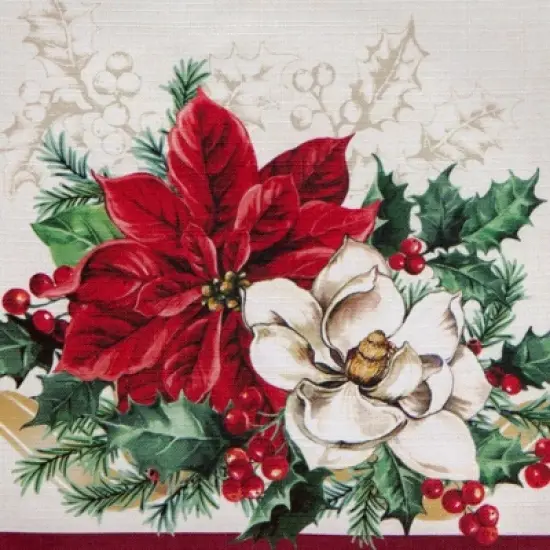 Poinsettia Garlands Engineered Table Runner - Multicolor - 13x70 - Elrene Home Fashions image {2}