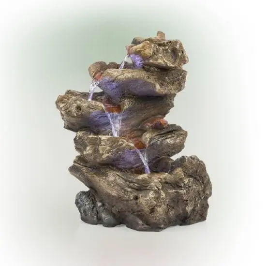 22" Rainforest Five Tier Fountain with LED Lights Gray - Alpine Corporation image {2}