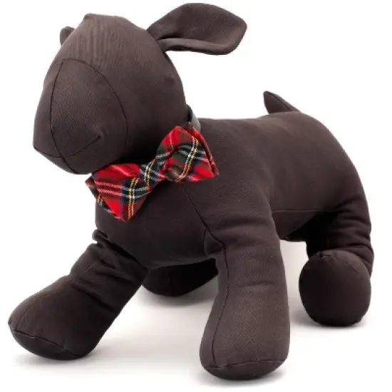 The Worthy Dog Red Black Multicolored Plaid Bow Tie Adjustable Collar Attachment Accessory image {2}