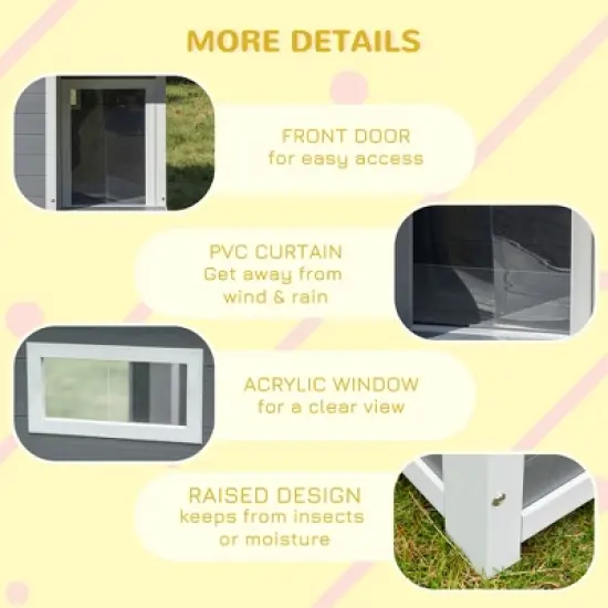 PawHut Dog House Outdoor, Cabin Style Pet Home Cottage, Weather Resistant, with Raised Feet, Terrace, Openable Top, for Medium Sized Dog image {4}