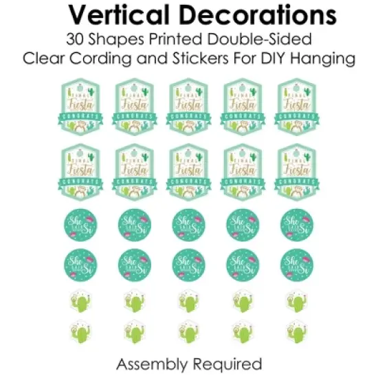 Big Dot of Happiness Final Fiesta - Last Fiesta Bachelorette Party DIY Backdrop - Hanging Vertical Decorations - 30 Pieces image {3}