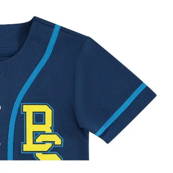 Boys The Simpsons Baseball Jersey - Homer, Bart, Lisa Mesh Button Down Shirt - The Simpsons Mesh Baseball Jersey (Navy, 8) image {3}