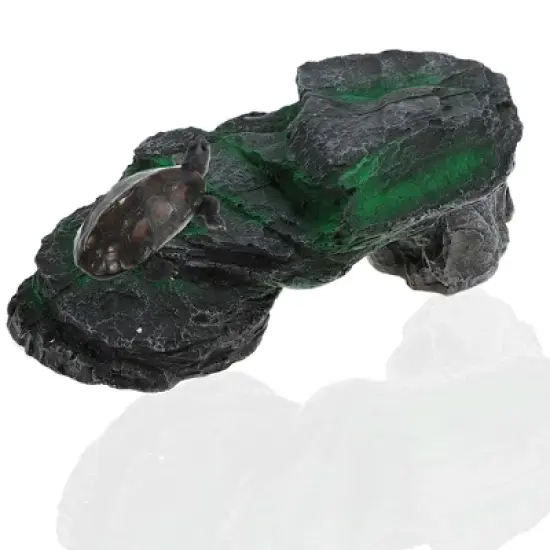 Unique Bargains Resin Tortoise Rock Turtle Basking Platform 10.8"x5.4"x3.6" Black Green 1 Pcs image {1}