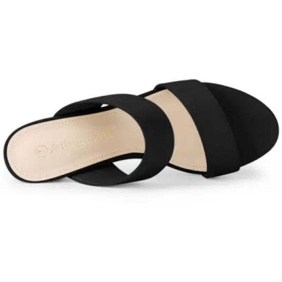 Allegra K Women's Opened Toe Block Heeled Slide Sandals image {4}