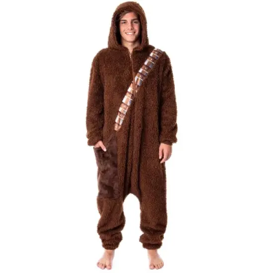Star Wars Adult Chewbacca Chewie Kigurumi Costume Union Suit Pajama Brown image {6}