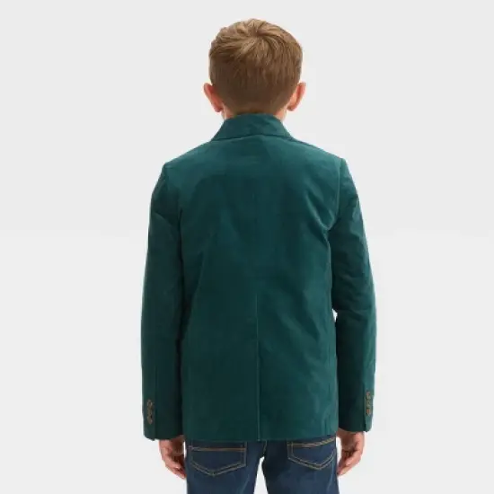 Boys' Long Sleeve Velvet Blazer - Cat & Jack&trade; Green image {1}