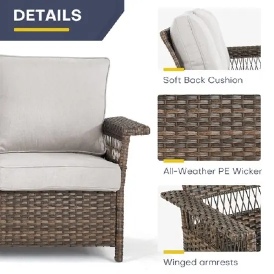 Belord 6 Piece All Weather Wicker Patio Furniture Set, Outdoor Conversation Set with Patio Sofa Couch Swivel Patio Chairs Coffee Table and Ottomans image {9}