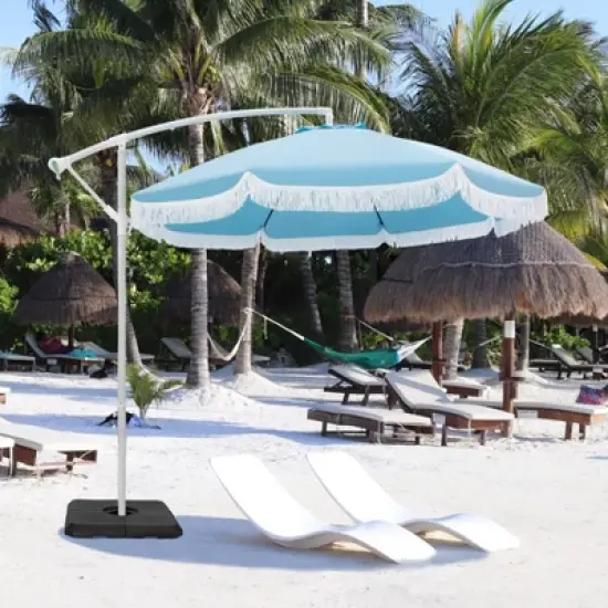 Captiva Designs 9ft Fringed Cantilever Offset Patio Market Umbrella image {9}