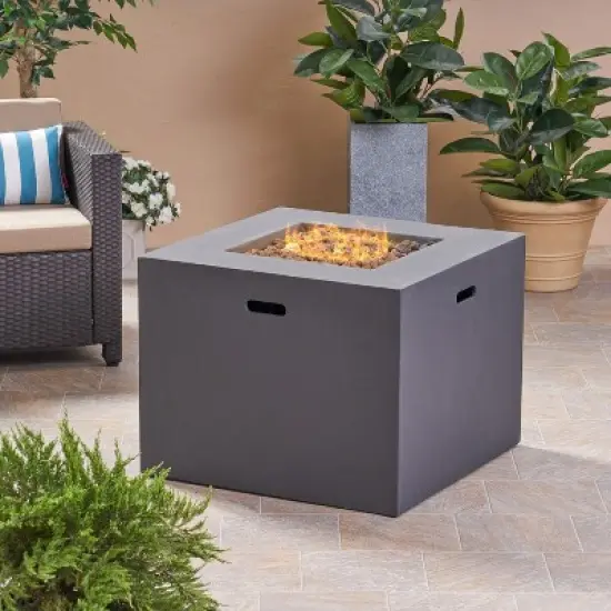 GDFStudio Hearth Outdoor 40,000 BTU Lightweight Concrete Square Fire Pit Table image {1}