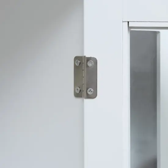 HOMCOM Sideboard, Buffet Cabinet with Storage, Adjustable Shelves, Credenza with 4 Glass Doors for Living Room, Study, White image {4}