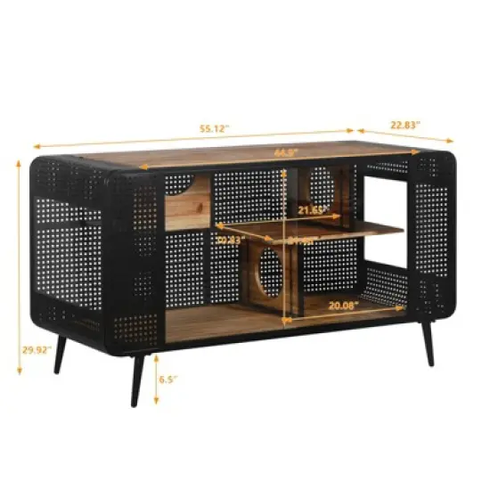 DSVIMOY Spacious Cat House with Glass for Living Room, Hallway, Study and Other Space, Black&Brown, 55.12"*22.83"*29.92" image {2}