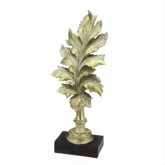 Northlight 15" Rich Elegance Distressed Gold Leaf Finial with Black Base Christmas Decoration image {1}