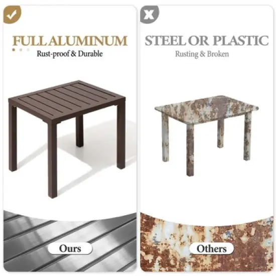 Crestlive Products Outdoor Side Table Aluminum Rectangular Side/End Table, Small Patio Coffee Bistro Table for Outdoor Indoor image {3}