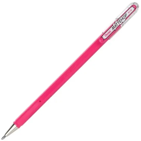 Pentel Arts Hybrid MATTEHOP Gel Roller, 1.0mm, Matte Pink Ink, Pack of 12 image {3}